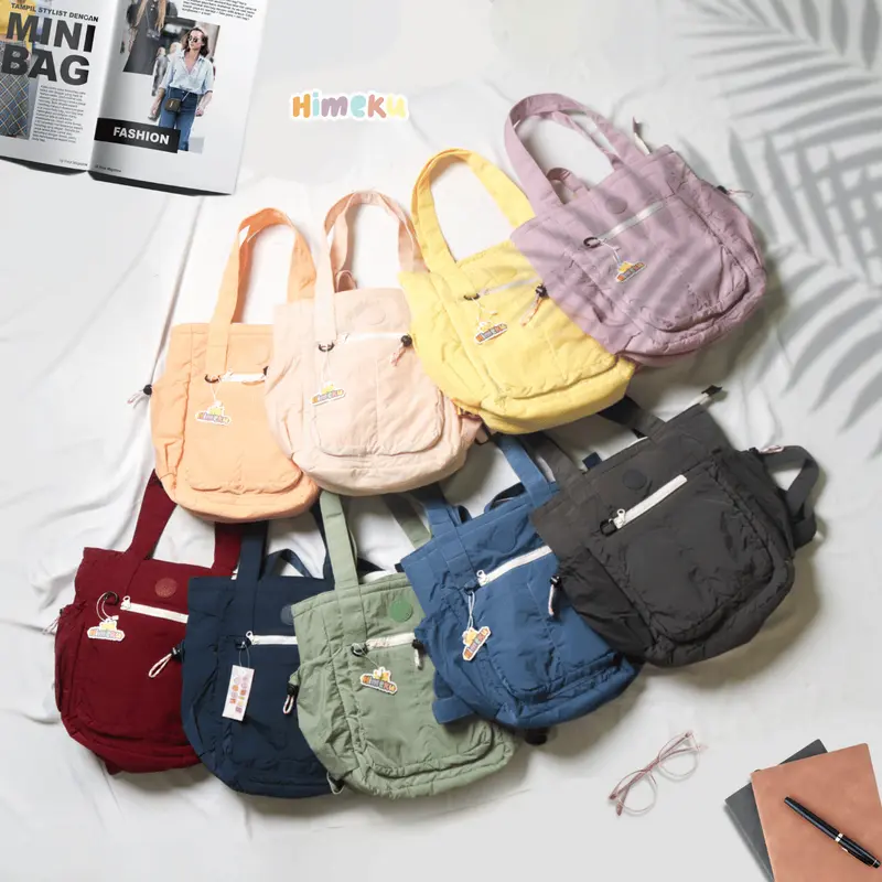 Himeku RUKA MEDIUM Totepack 2 in 1 - Tas Sedang - Totebag Backpack - Ransel Crinkle Pria Wanita 1