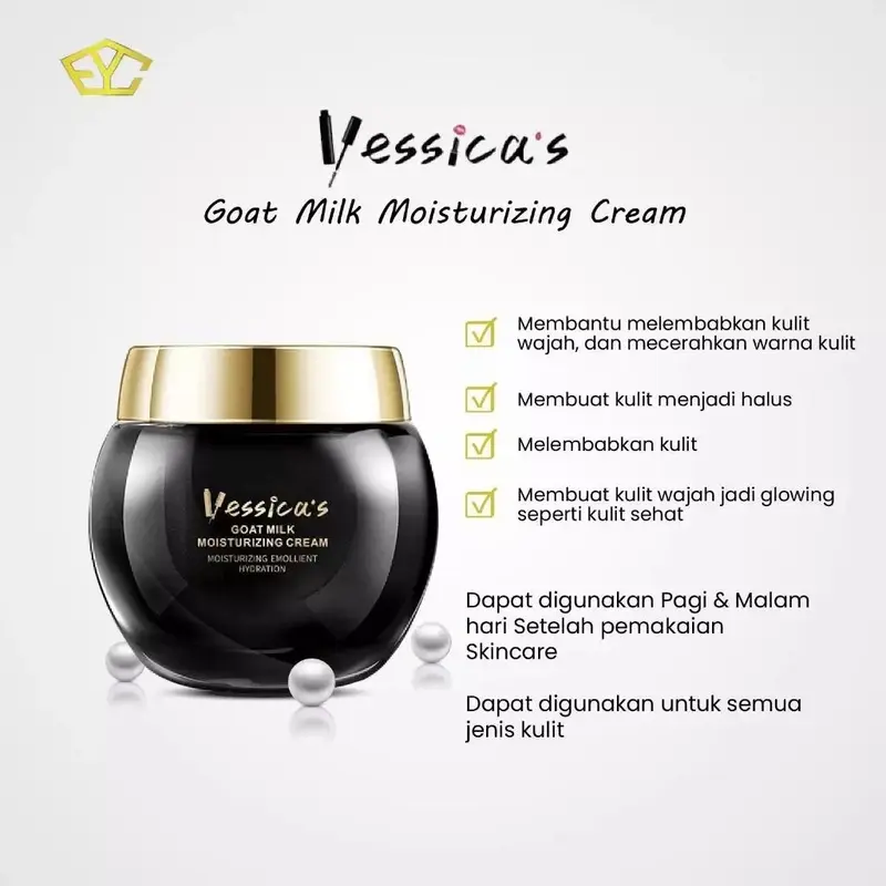 Yessica's Night Cream With Niacinamide DNA Salmon + 6IN1 Crystal Glowing Cream With SPF 30 + Goat Milk Moisturizer 5