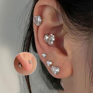 EAR PARTNER-ハート型耳穴ケア用チタン製スタッドピアス-寝ている間に取り外さなくていい高級イヤリング (eh-2817)