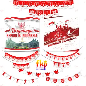 Banner Gantung Dirgahayu RI/ Garlan Agustusan/ Panji Flag Kemerdekaan RI/ Garland Bunting Flag HUT RI 17an / Dekorasi Agustusan Tali