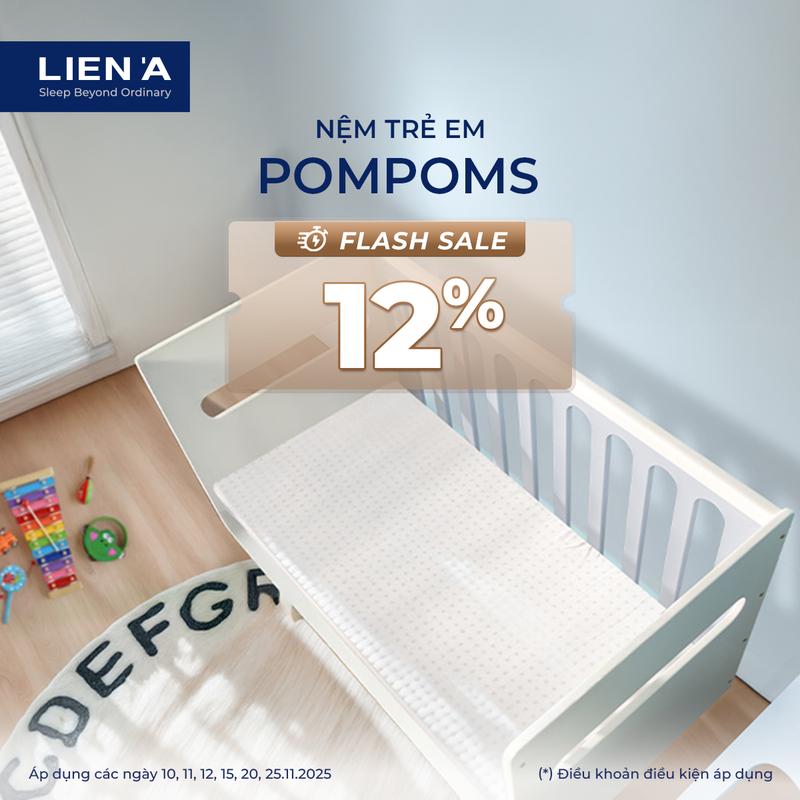  Nệm em bé Pompoms 100% cao su thiên nhiên lành tính và an toàn cho bé sơ sinh do Liên Á sản xuất 