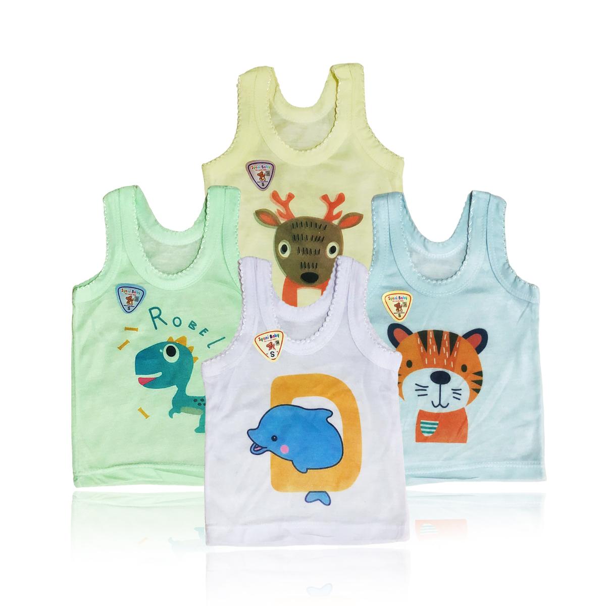 3pc Singlet Anak Bayi Syani Baby Seri LABUBU Motif Putih & Warna Kaos Dalam Bayi Newborn S M L XL 3L