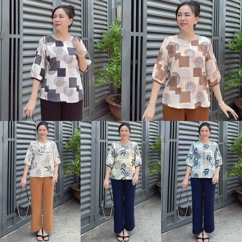 Đồ Bộ Trung Niên Lụa Mango Mềm Mát Không Nhăn Hoa In 3D Sang Trọng Áo Tay Lỡ Có Size bigsize thun Women đồ bộ tặng mẹ bộ lụa trung niên cho mẹ đồ bộ nữ cho mẹ u60 set đồ nữ trung niên đồ bộ trung niên u40 u50 đồ tết cho mẹ 60 tuổi