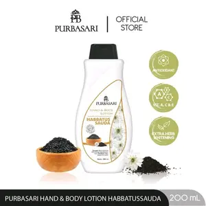 Purbasari Hand & Body Lotion Melembapkan Habbatussauda / Purbasari HBL Habbatussauda / Purbasari HB Lotion Habbatussauda Viral Handbody Tubuh Pencerah