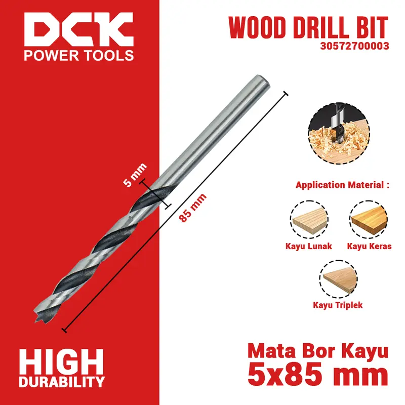 DCK Wood Drill Bit / Mata Bor Kayu 3, 4, 5, 6, 7, 8, 9 mm