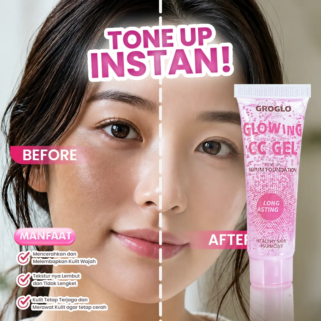 [GROGLO] LOUISSE EXCLUSIVE LIVE Glowing CC Gel Tone Up Serum Foundation 5in1 30ml | Base Makeup Glowing Natural, Brightening, Long Lasting, Lembap, Cerah & Ringan