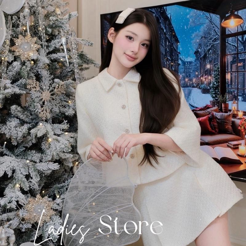 HÀNG MỚI VỀ Set Áo Dạ Tweed Tay Lỡ Cao Cấp Phối Chân Váy Xếp Ly Tiểu Thư Sang Chảnh - LS00150