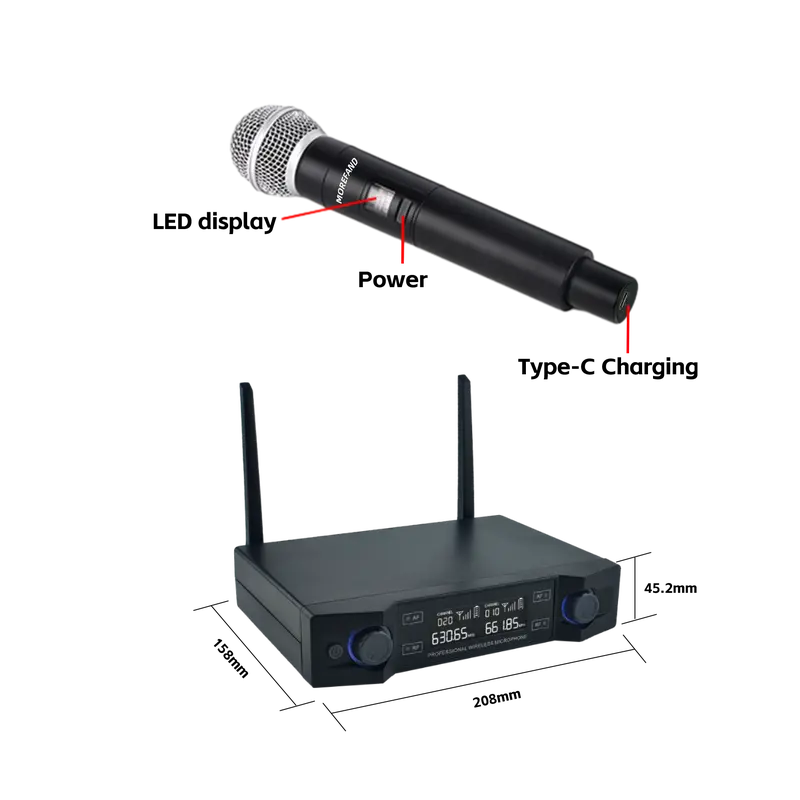 Ready Stock  4002-58V2T Double Mic Wireless  untuk Souncard/Speaker Garansi Resmi 1 Tahun Microphone Bluetooth Mikrofon Soundcard mic  karaoke 5