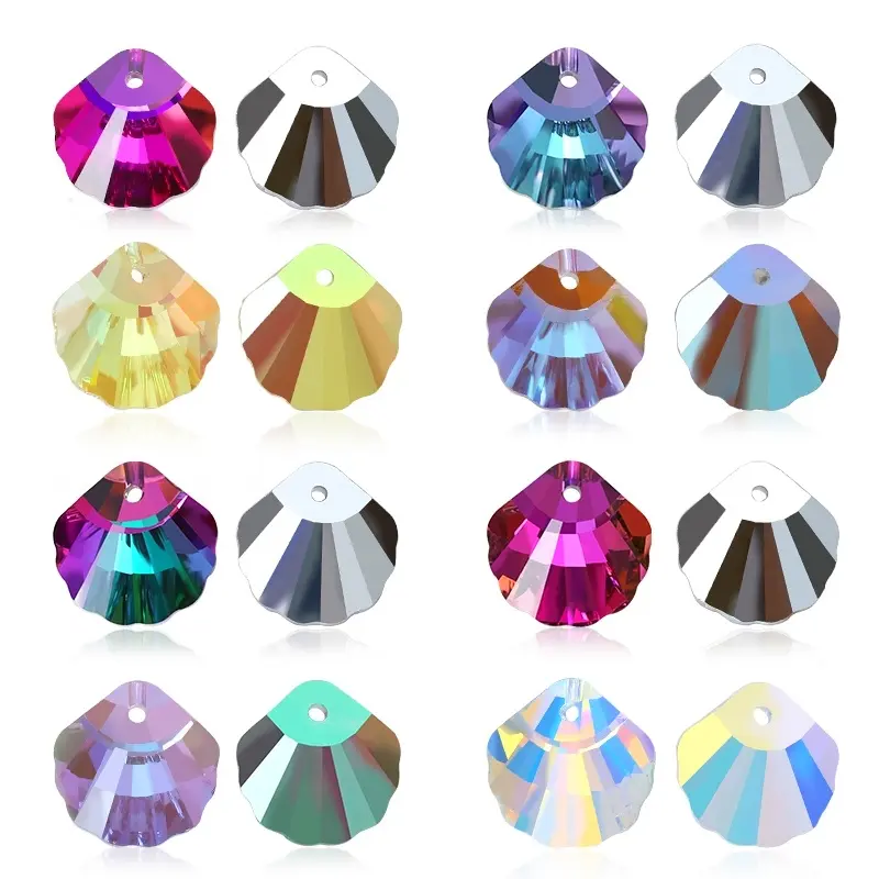 Charm Pha Lê Vỏ Sò, Hạt Trang Sức Rời 14Mm, Mặt Dây Chuyền Đá Quý Kim Cương Giả Thủy Tinh, Để Làm Trang Sức, Đồ Dùng Vòng Cổ Tự Làm, 12 Chiếc 3