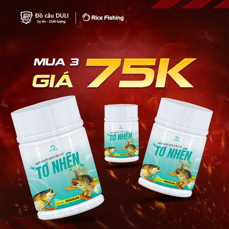 Bột Tơ Nhện Câu Cá pha mồi câu mồi vê mồi vuốt tăng cường độ kết dính RICE FISHING Lọ 100G MT-17