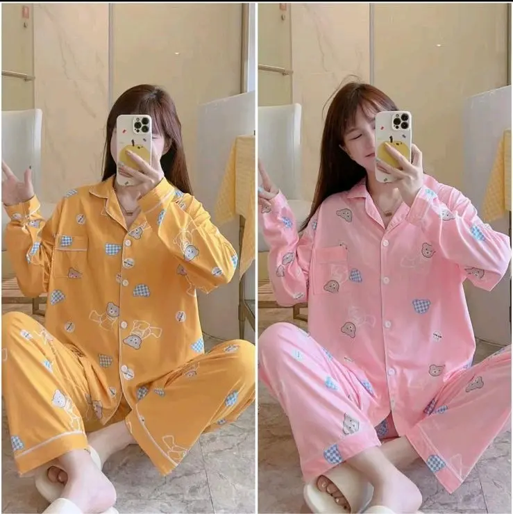 Piyama Set Import Premium dengan Lengan Pendek dan Panjang - Ukuran Standar Fit To L - Dewasa, Celana, Baju, Tidur, Wanita piyama wanita dewasa