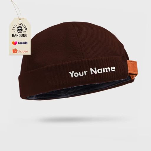 MIKI HAT CUSTOM NAMA SABLON PREMIUM PECI  Muslim Kopiah Dewasa Pria Logo