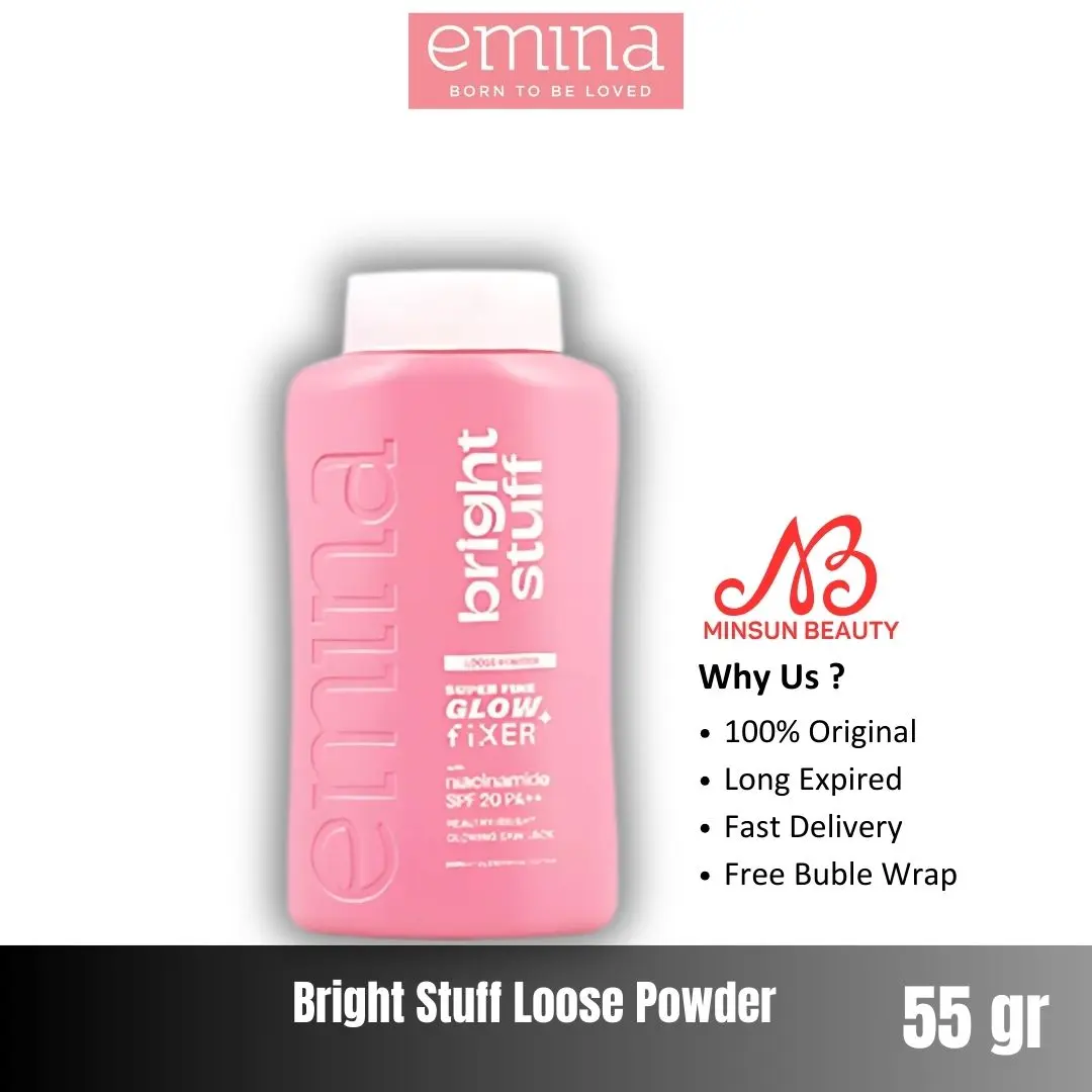 Emina Bright Stuff Loose Powder 55 g - Bedak Tabur Cerah Instan, Hasil Matte, Oil Control