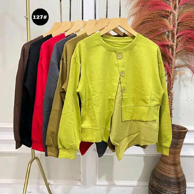 Fania Atasan Wanita Kaos Sweet Salju Variasi Kancing Super Lembut 0