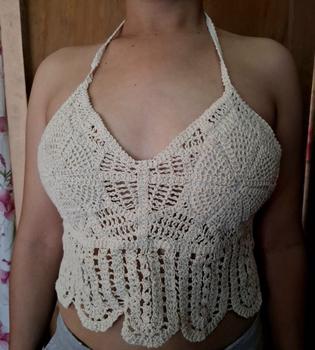 Product Review of 2025 Crochet Top Set Beach Wear crochet swimwear Tassel Hanging Knitted Swimwear Top Outfit For Women from I**y 0
