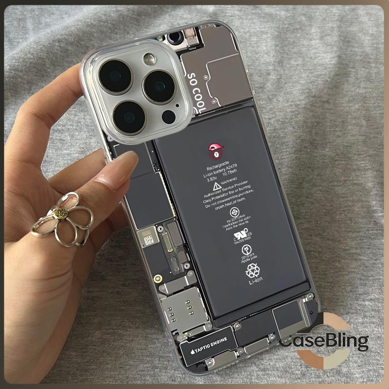 Ốp lưng kiểu không gian cho iPhone 17 16 Pro Max 15 14 13 12 11 7 8, in chi tiết tháo rời bên trong iPhone