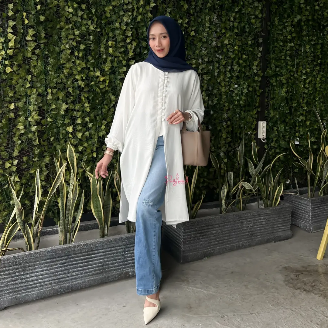 RANIA Tunik Baju Pakaian Terbaru Kekinian Bahan Crinkle airflow Premium Baju Lebaran 2025