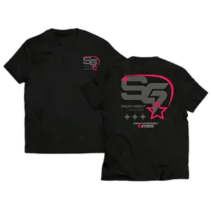 Kaos Lengan Pendek Desain Logo & Bintang Grafis Keren - Bahan Katun Lembut Model Reguler Nyaman, Detail Warna Kontras Pink yang Eye-catching untuk Gaya Casual Pria & Wanita