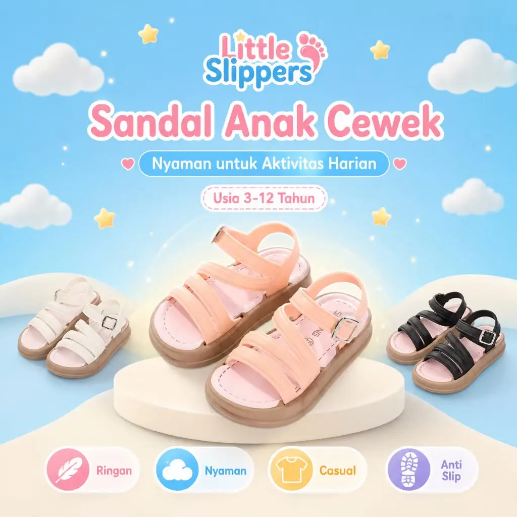 BOMB BEAR STYLE GUNCANG 8.8 YNTX-223 Sendal Anak  Fashion Bahan Strap Velcro Premium, Kualitas Nyaman Lentur Ringan Desain Ergonomis untuk Aktivitas Aktif Si Kecil! warna Putih, Hitam, dan Pink dengan size 21-35