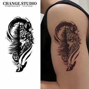 Hình Xăm Tạm Thời, Hình Xăm Vua Sói Nửa Mặt, Kéo Dài Trong 15 Ngày, Không Thấm Nước, Không Lo Sợ Ma Sát, Với Miếng Dán Hình Xăm