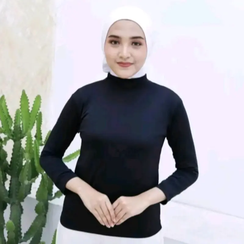 MANSET LENGAN PANJANG TURTLENECK - Manset Wanita Kerah Tinggi - Manset Kaos Polos Muslimah - Atasan Wanita Manset Adem Tebal Dalaman Nyaman 0