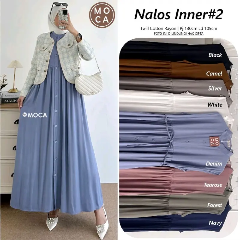 Nalos inner dress rayon twill terlaris.Restock serian warna baru 7