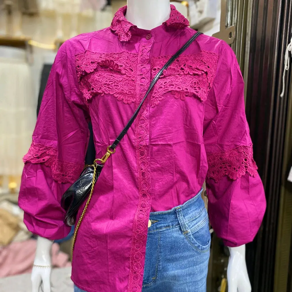 Atasan Kemeja katun prem  import bkk krah renda  Ld116 Pb 67