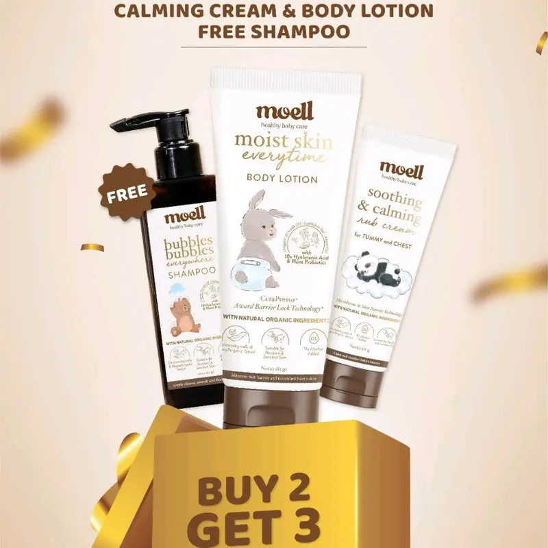 [BUY 2 GET 4] MOELL BODY LOTION / MOELL CALMING CREAM / MOELL HAIR LOTION / MOELL SHAMPOO ANAK 6