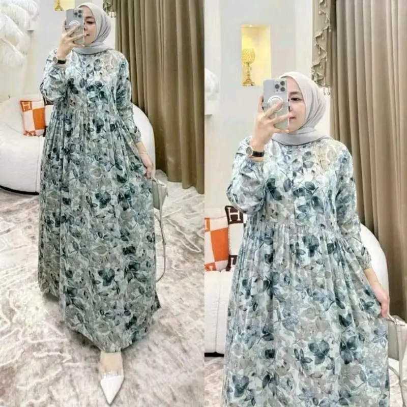 Kolinda MIDIA gamis kalana kolinda motif Bunga Muslim Dress Rayon 5