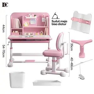 Meja Kursi Belajar Adjustable Tinggi Bisa Diatur - Untuk AnakSD SMP Dewasa + Bonus Bantal Duduk/Paket Meja KursiSekolah Anak/Meja Les Meja Kantor
