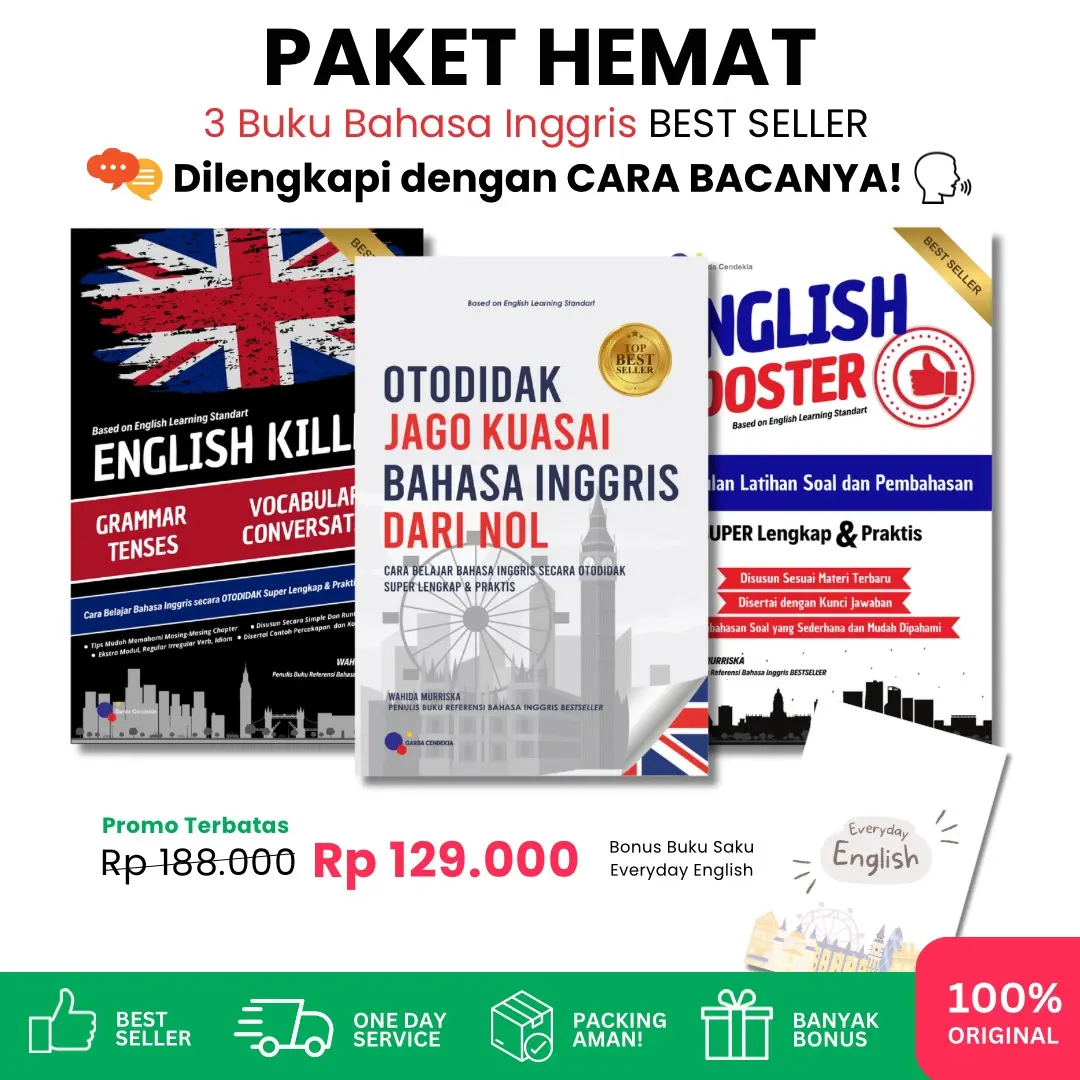 Paket Murah 3 Buku Bahasa Inggris Bestseller (Otodidak Inggris + English Killer + English Booster + Everyday English)