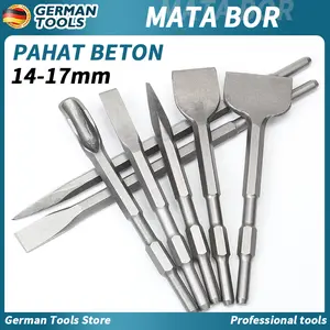 Mata Bor Beton SDS (COD) German Tools Plus Set Pahat Datar untuk Memecah Dinding Beton 14 x 250 mm 17 x 280 mm