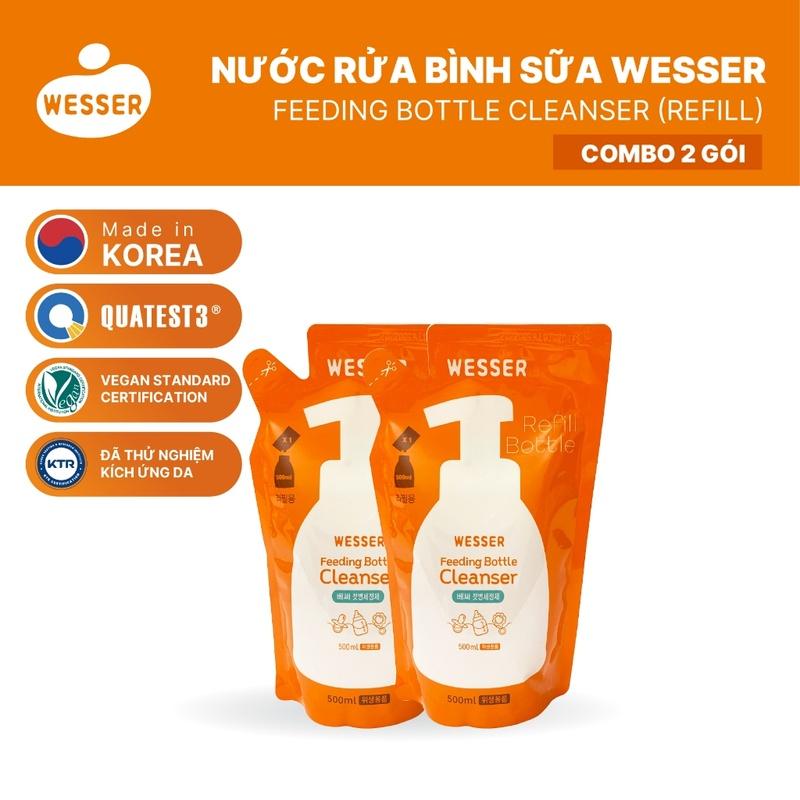 COMBO 2 GÓI Nước rửa bình sữa Wesser dạng gói 500ml
