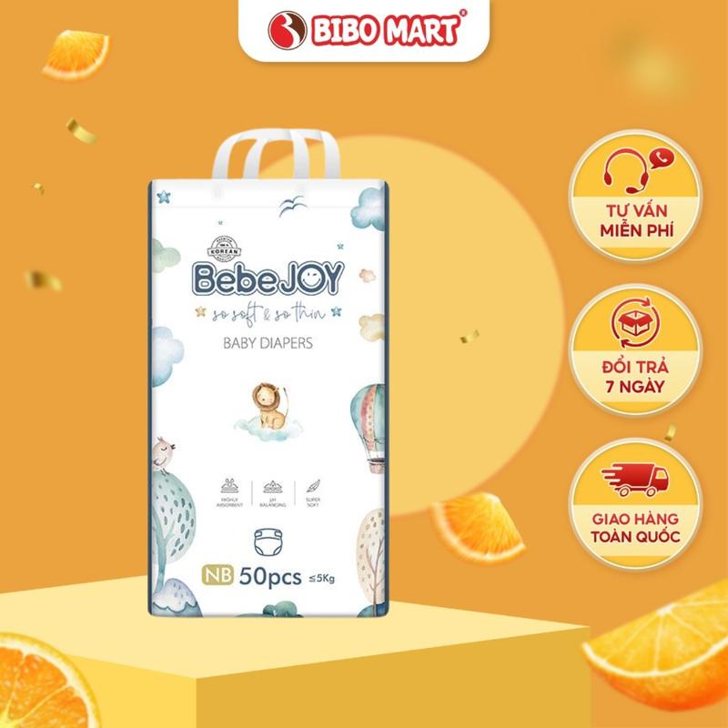 Bỉm - Tã Dán BebeJOY Size New Born 50 Miếng Cho Bé  Dưới 5kg Siêu Mềm Mại