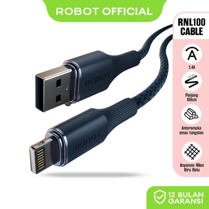 Gambar ROBOT Kabel Data Fast Charging Type RN Panjang 100cm 2.4A - ROBOT Data Cable RNL100 Blue Original (Bisa COD) Garansi Resmi 1 Tahun - Produk Original dari ROBOT Lifestyle Indonesia Kab. Tangerang Tokopedia