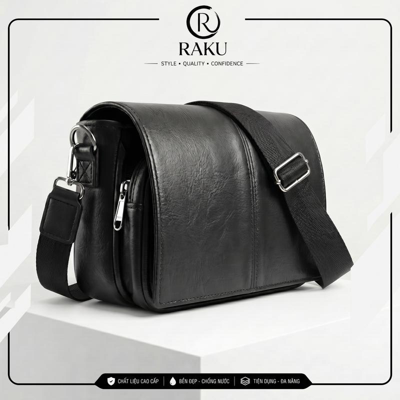 RAKU Túi Đeo Chéo Nhỏ Gọn Size 21x15x8cm Da Microfiber Cao Cấp Nhiều Ngăn Phù Hợp Đi Làm Học Chơi Unisex Minimal  Urban Messenger Bag #rakubag #tuideochao #minimalbag K1