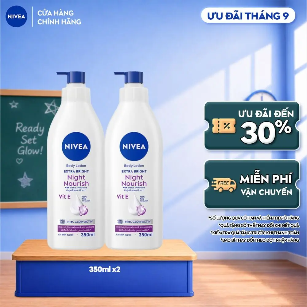 Combo 2 Sữa Dưỡng Thể Nivea Sáng Da Ban Đêm 350ml