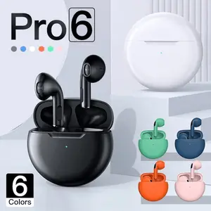 Pro 6 TWS Bluetooth Headset with Microphone HiFi Stereo Earbuds Sports Waterproof with Microphone Earphone Headphone Wireless