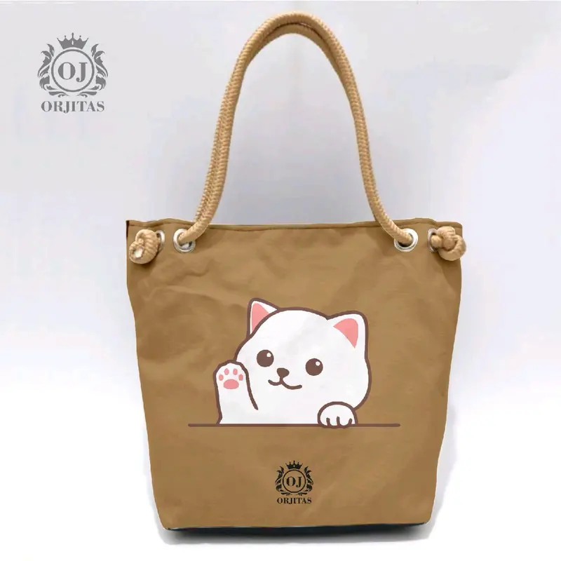 tas totebag wanita motip printing tali sumbu 6