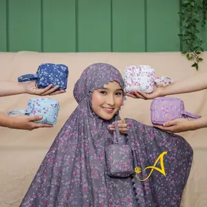 Abidah.co - Mukena Dewasa 2in1 Parasut Korea Motif Premium Tas Travelling Laser Cut Muslim Wanita Mukenah traveling mini
