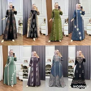 Gamis Rayon Semi Twill Candimekar Bahan Tebel Adem Cap Malaman Pekalongan