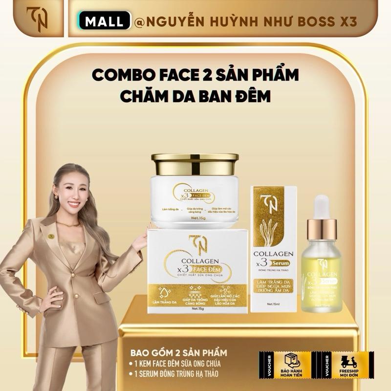 COMBO FACE BUỔI TỐI Serum Đông Trùng Hạ Thảo & Face Đêm Sữa Ong Chúa Hỗ Trợ Giảm Thâm,Sạm,Nám,Tàn Nhang ,Cấp Ẩm - Mỹ Phẩm Đông Anh COLLAGEN X3