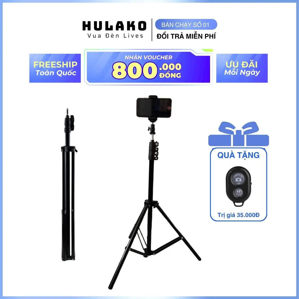 Phụ Kiện Chân Quay Video, Livesteam 4 Chi Tiết Có Thể Lắp Được Máy Ảnh, Xoay 360 Độ Chiều Cao Điều Chỉnh Từ 70cm Đến 2.1m