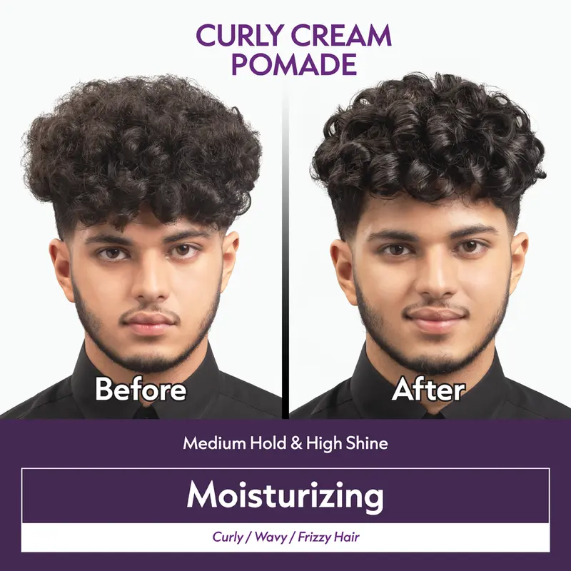 Captain Men's Care Curly Cream Pomade 30gr / Pomade Pria / Medium Hold / Medium Shine / Moisturizing / Melembabkan Rambut / Membuat Rambut Ikal Kering Menjadi Lembut Berkilau Perawatan Cowok 2