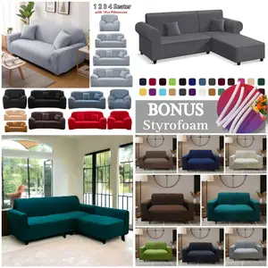 Sarung pelindung sofa 1/2/3/4 seater elastis / Bahan  Halus , Lembut n Adem / Penutup sofa modern / Cover sofa dudukan stretch