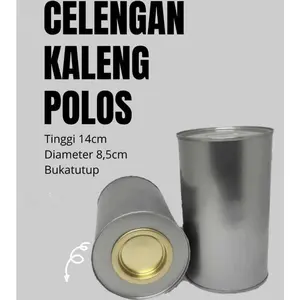 DISTRIBUTOR celengan kaleng polos ukuran 14 cm diameter 8.5 cm paking free bable wrap