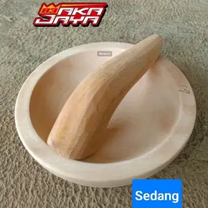 Cobek Kayu sedang + mutu/ alat pembuat sambal dari kayu