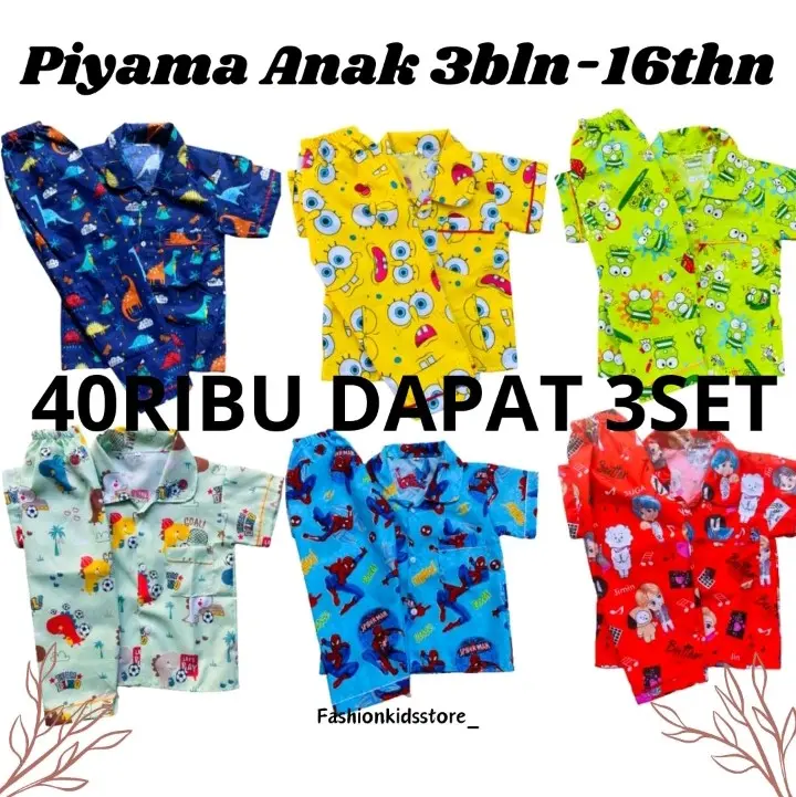 Piyama anak bayi dan remaja /3bulan-16tahun/piyama polimicro/setelan baju tidur Katun Lengan Perempuan Merah 1