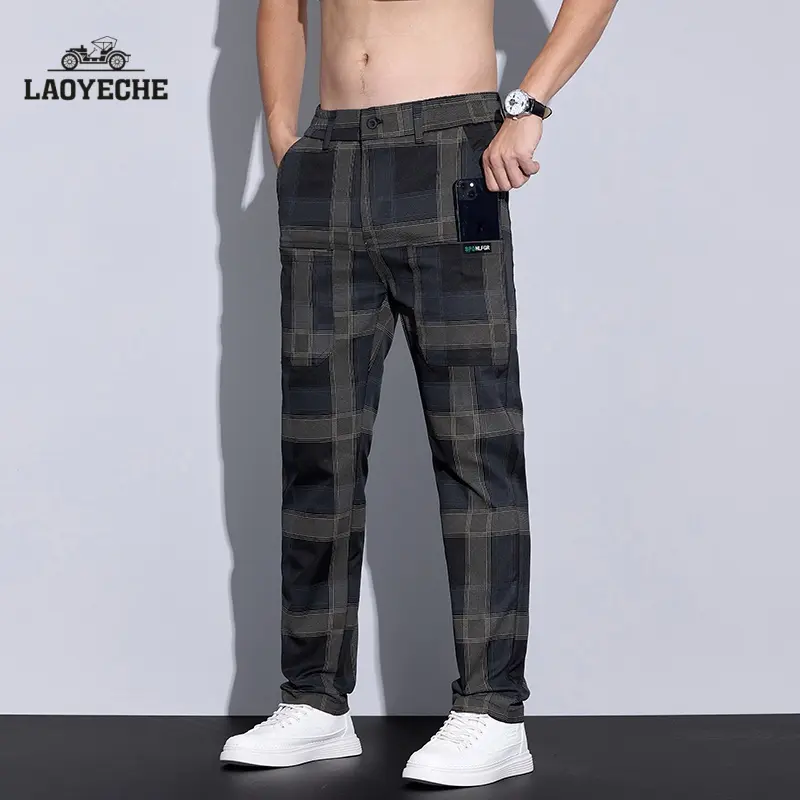 LAOYECHE Summer Thin Men's Casual Pants Loose All-Match Embroidery Ankle Banded Pants Trendy Fashion Cropped Pants Men