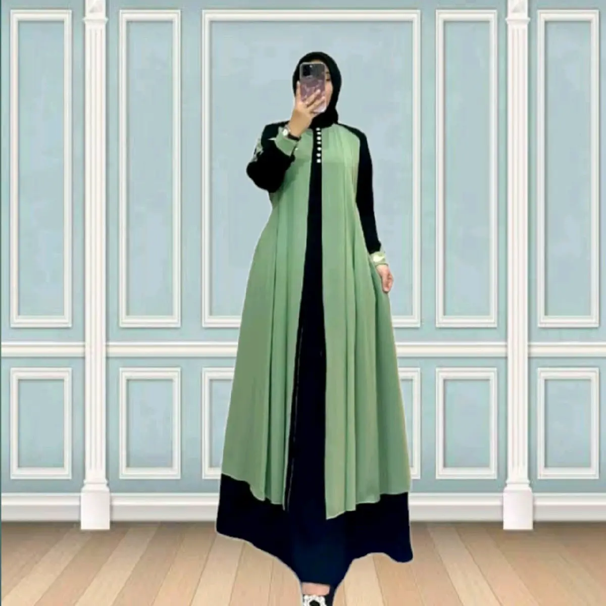 Gamis Wanita Terbaru Model Outer Lebaran 2025 Bahan Crinkle - Muslim Dress Panjang